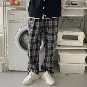 CODIBOOK Plaid Checkered Wide Leg Straight Jogger Pants